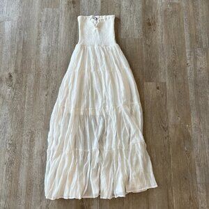 Womens NWT Fashion Nova White Strapless Maxi Dress - L